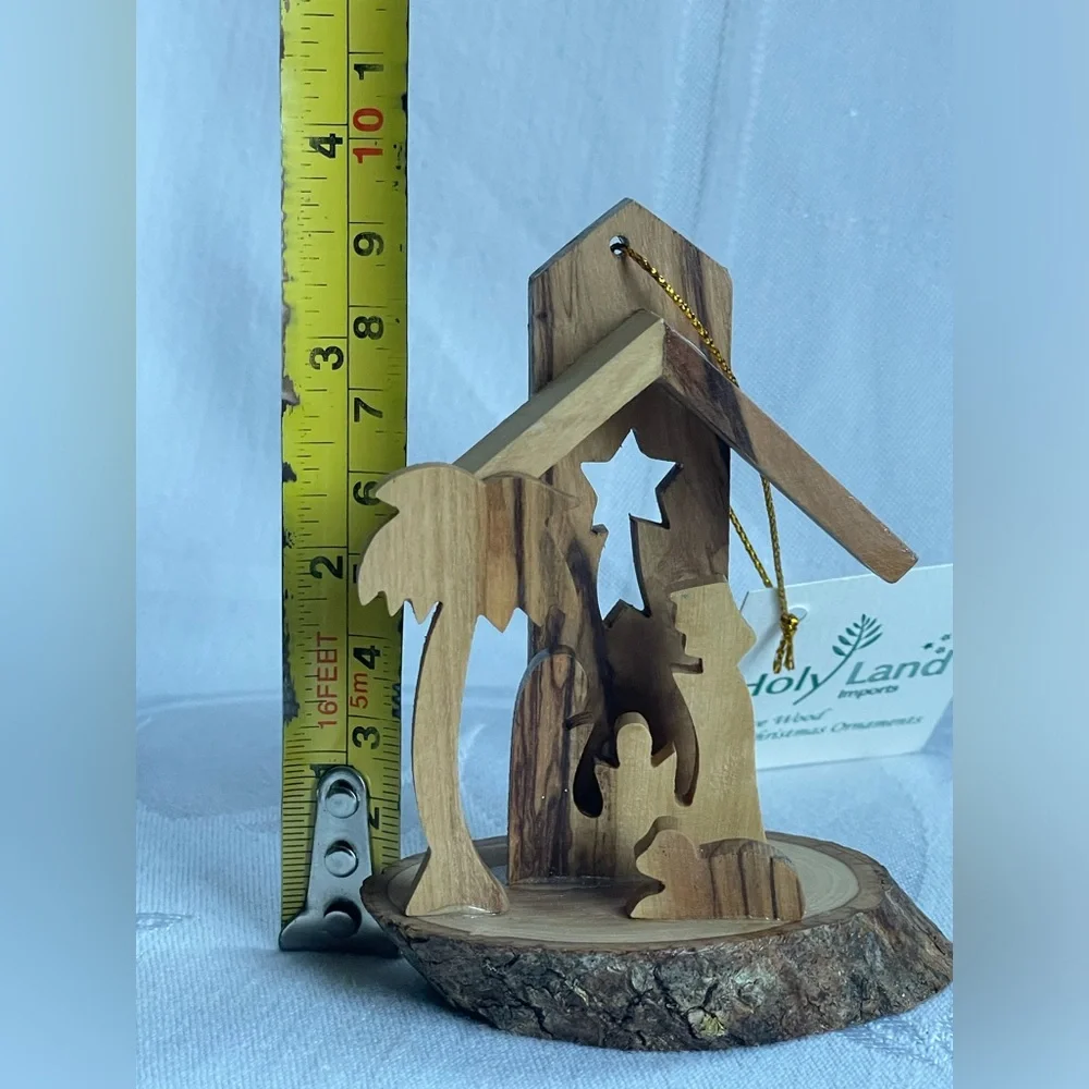 Hand Carved Olive Wood Nativity Ornament Holy Family Crèche Bethlehem Made